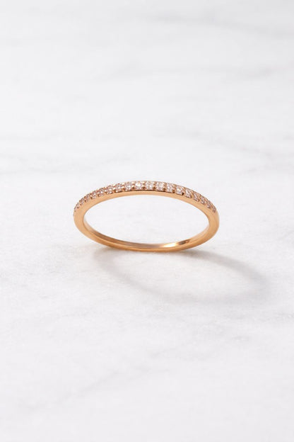 Elegant Rose Gold Pavé Crystal Band Ring