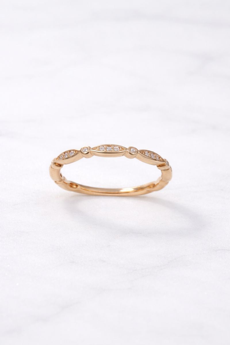 Marquise Rose Gold Crystal Detail Band Ring