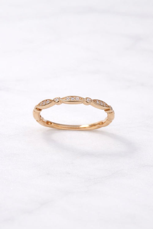Marquise Rose Gold Crystal Detail Band Ring