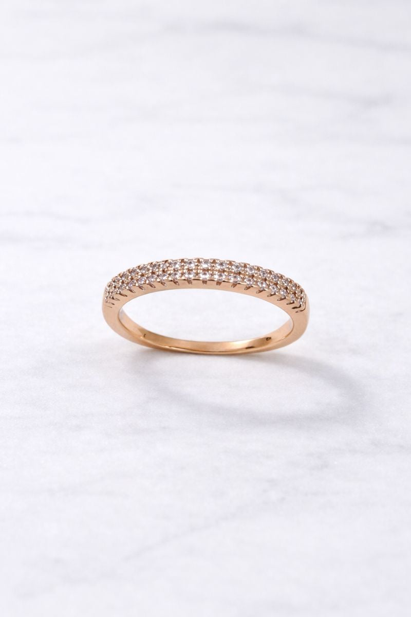 Classic Rose Gold Crystal Slim Band Ring