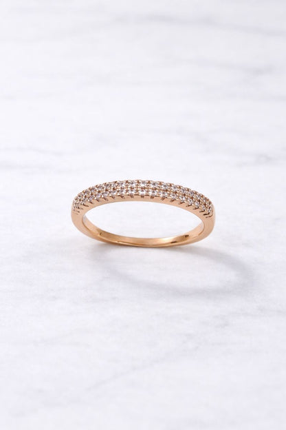 Classic Rose Gold Crystal Slim Band Ring