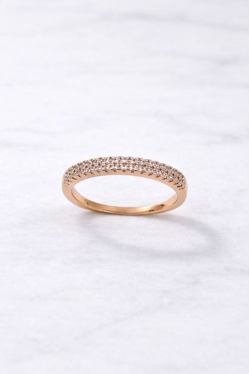 Classic Rose Gold Crystal Slim Band Ring