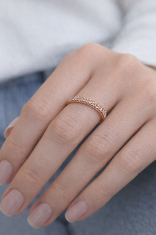 Classic Rose Gold Crystal Slim Band Ring