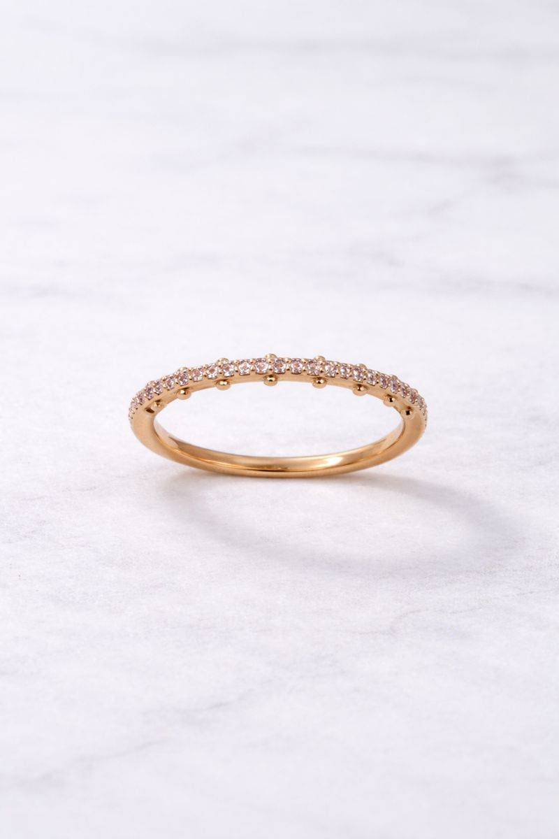 Rose Gold Pavé Crystal Slim Band Ring