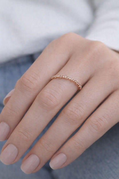 Rose Gold Pavé Crystal Slim Band Ring
