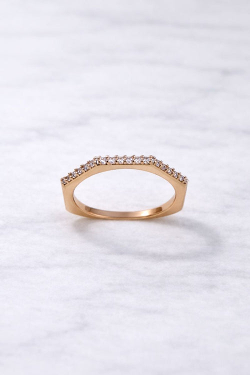 Rose Gold Curved Pavé Crystal Band Ring