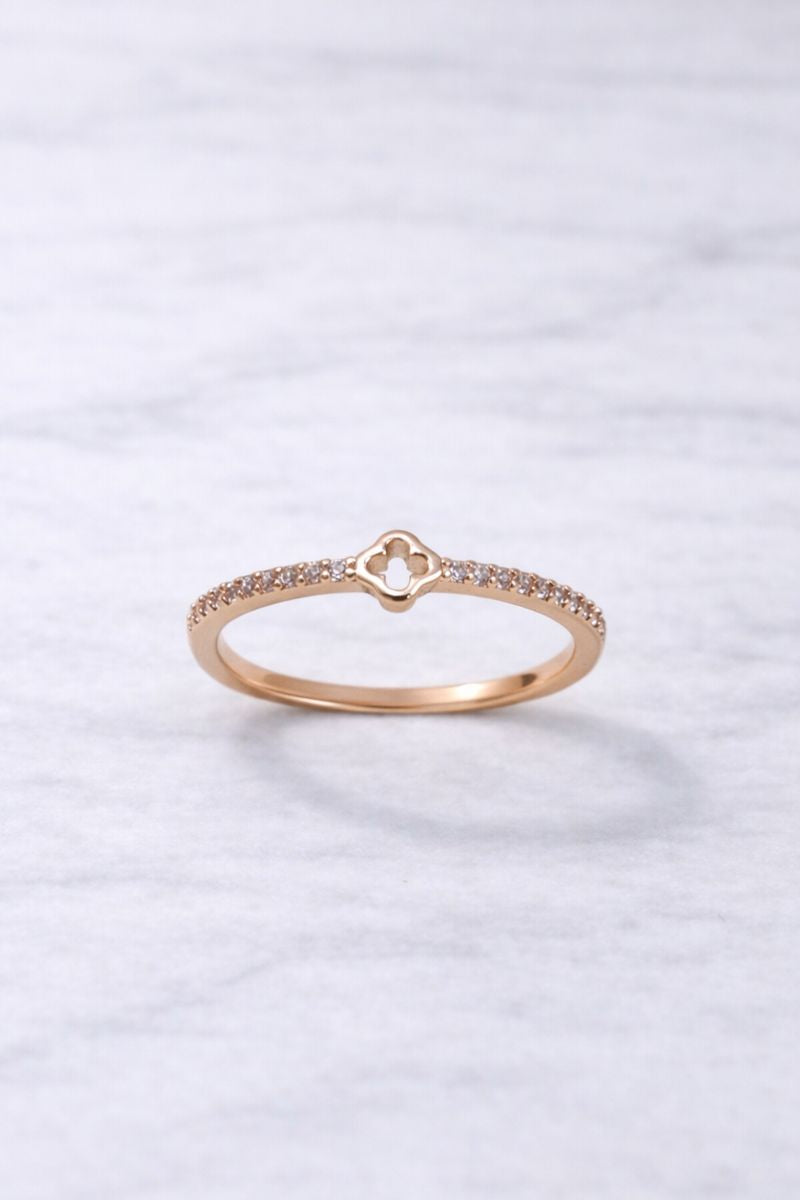 Rose Gold Clover Pavé Diamond-Style Ring