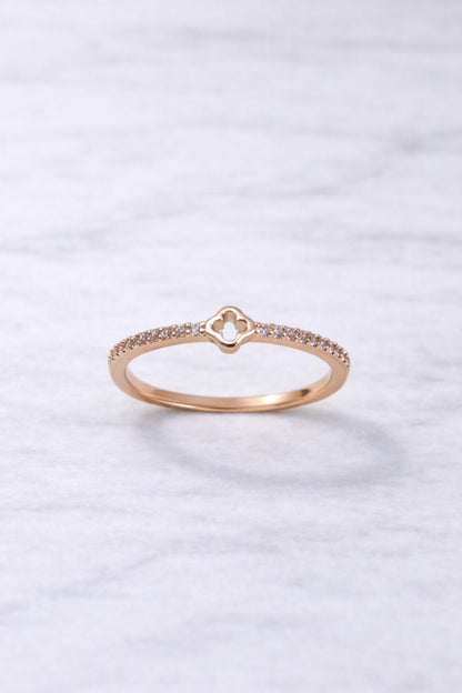 Rose Gold Clover Pavé Diamond-Style Ring