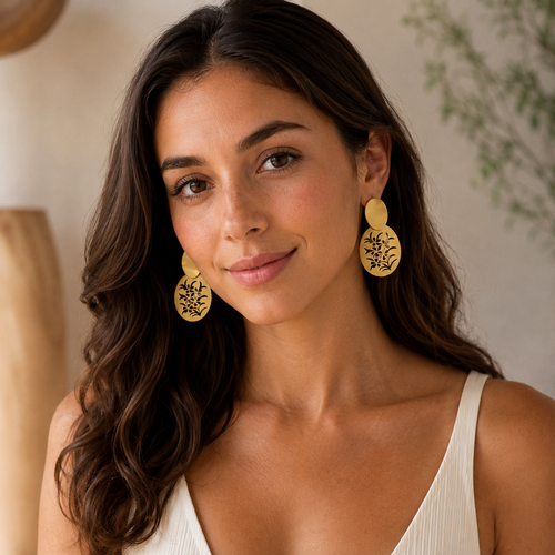 Golden Meadow Floral Statement Earrings ✨🌼