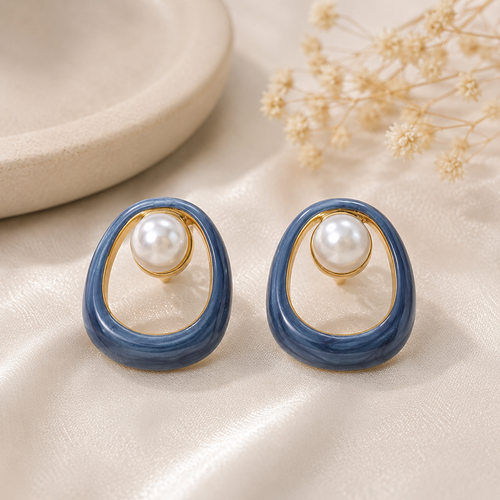 Azure Pearl Aura Earrings 💙🤍✨