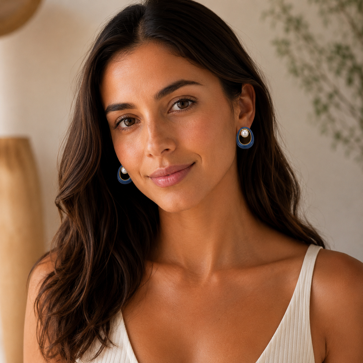 Azure Pearl Aura Earrings 💙🤍✨