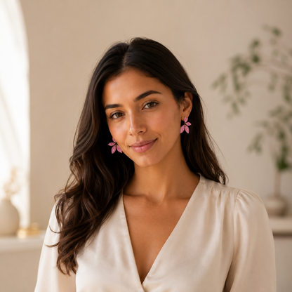 Ivory Bloom Leaf Earrings 🤍🍃✨