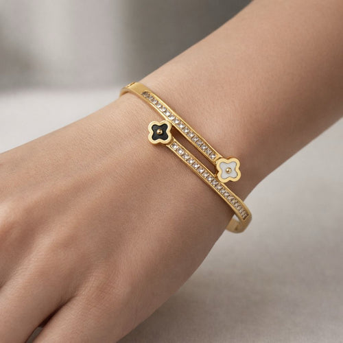 Luxury Clover Crystal Gold Bracelet