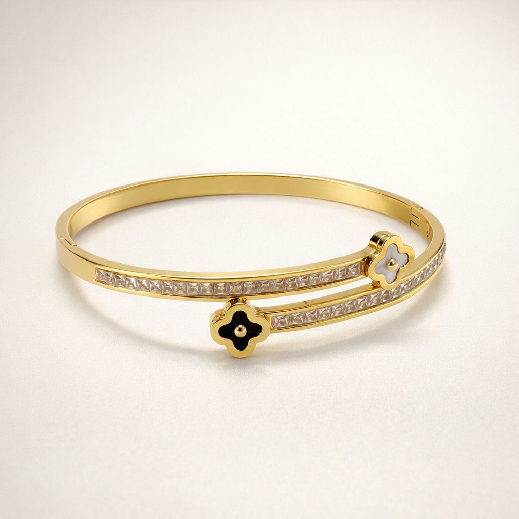 Luxury Clover Crystal Gold Bracelet