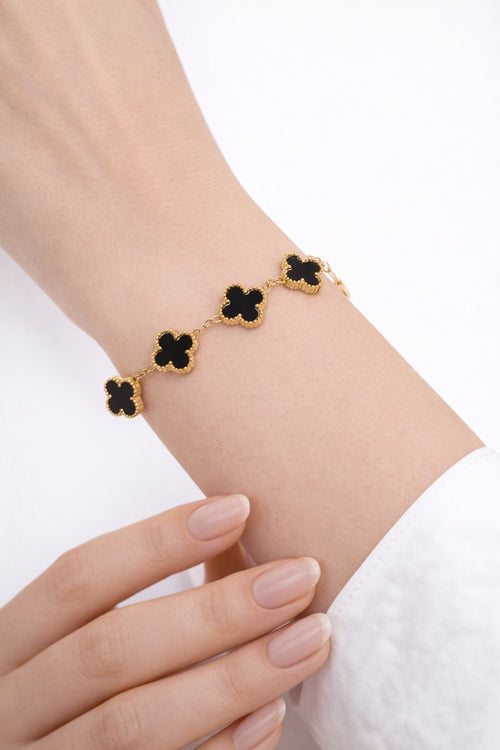🖤 Black Clover Gold Bracelet – Bold Elegance, Timeless Luck 🖤